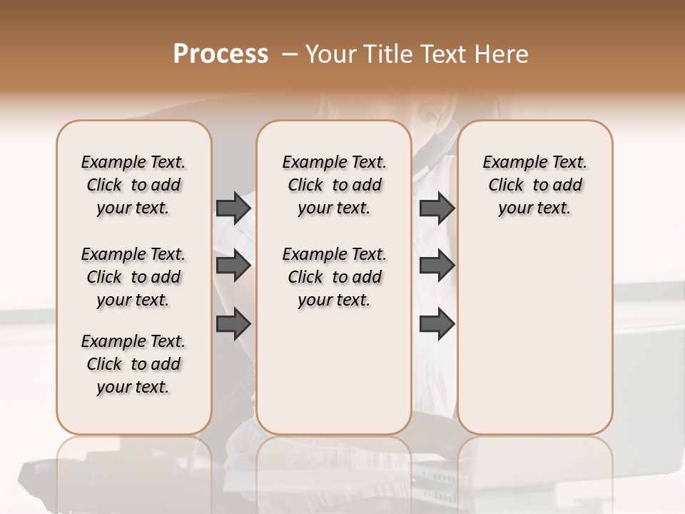 Businesswoman Sitting In Office With Laptop On Telephone PowerPoint Template