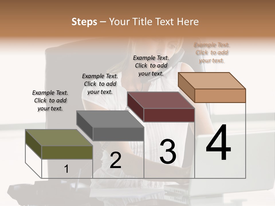 Businesswoman Sitting In Office With Laptop On Telephone PowerPoint Template