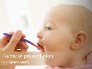 Mother Feeding Baby Food To Baby PowerPoint Template