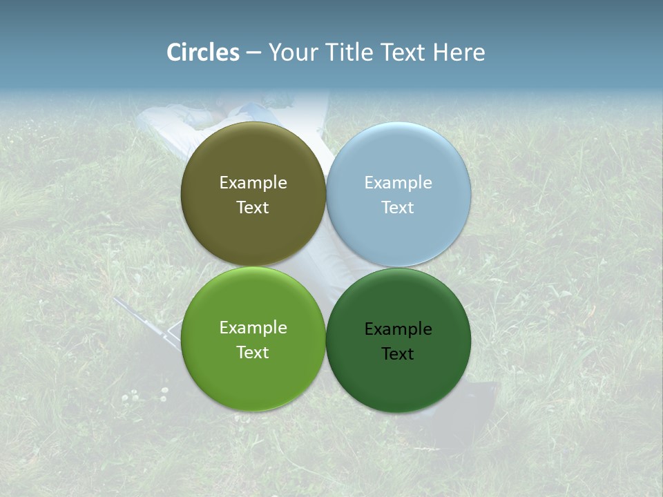 Image Of Businessman Relaxing On The Grass With Laptop Near By PowerPoint Template