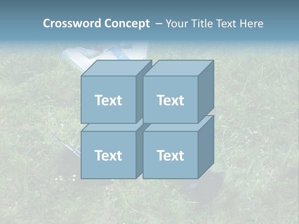 Image Of Businessman Relaxing On The Grass With Laptop Near By PowerPoint Template