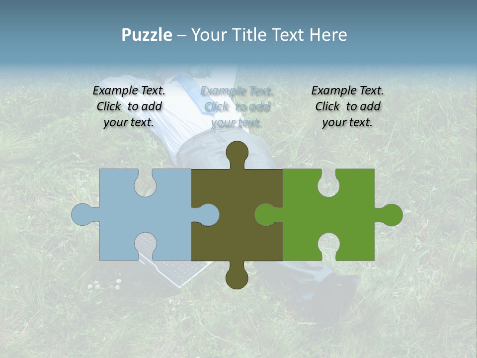 Image Of Businessman Relaxing On The Grass With Laptop Near By PowerPoint Template