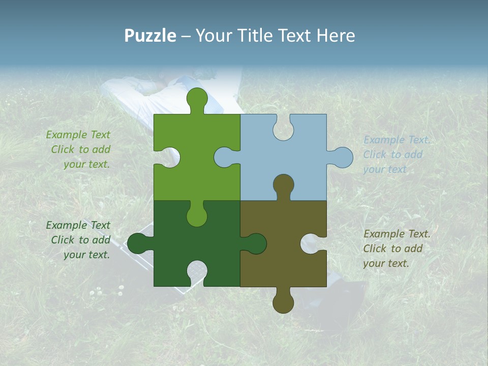 Image Of Businessman Relaxing On The Grass With Laptop Near By PowerPoint Template