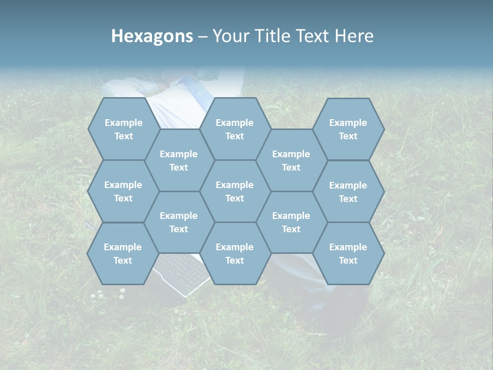 Image Of Businessman Relaxing On The Grass With Laptop Near By PowerPoint Template