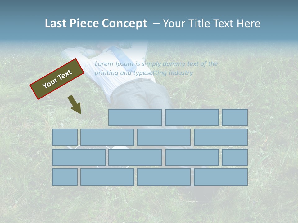 Image Of Businessman Relaxing On The Grass With Laptop Near By PowerPoint Template