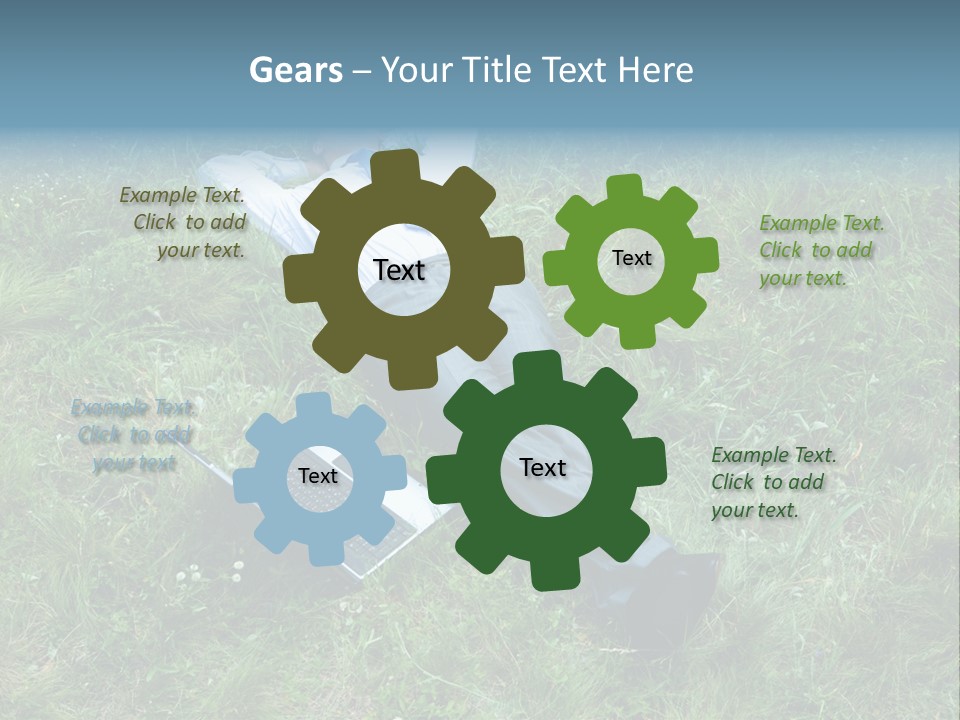 Image Of Businessman Relaxing On The Grass With Laptop Near By PowerPoint Template