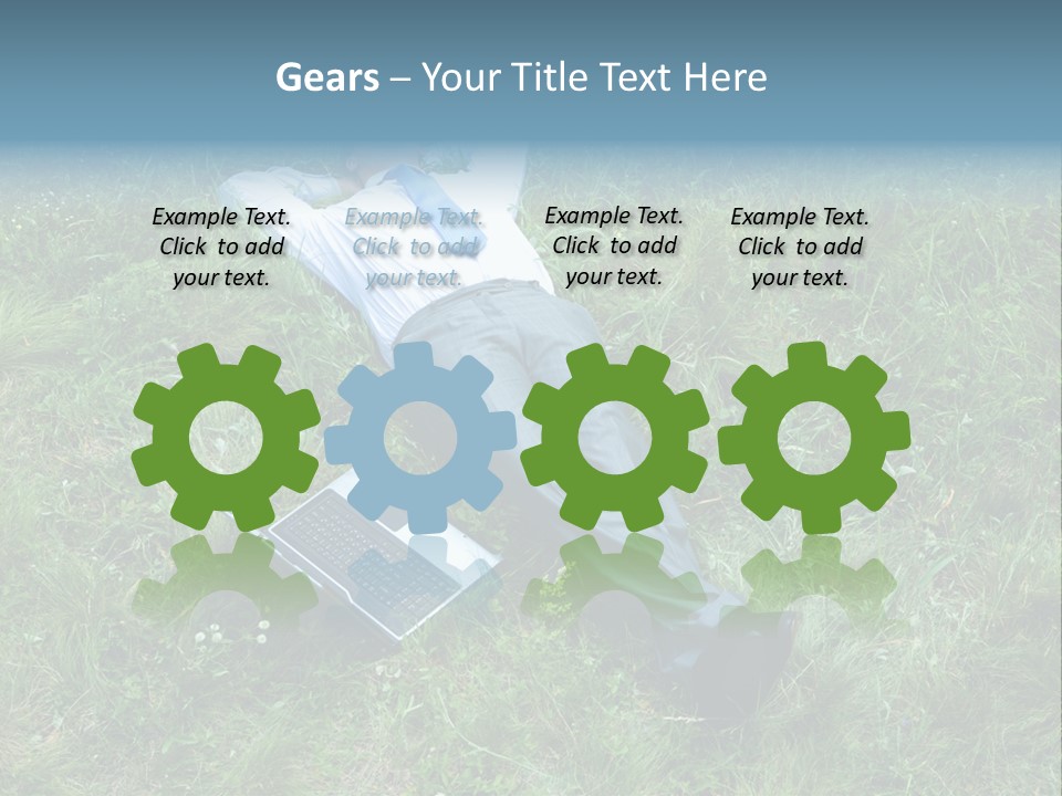 Image Of Businessman Relaxing On The Grass With Laptop Near By PowerPoint Template