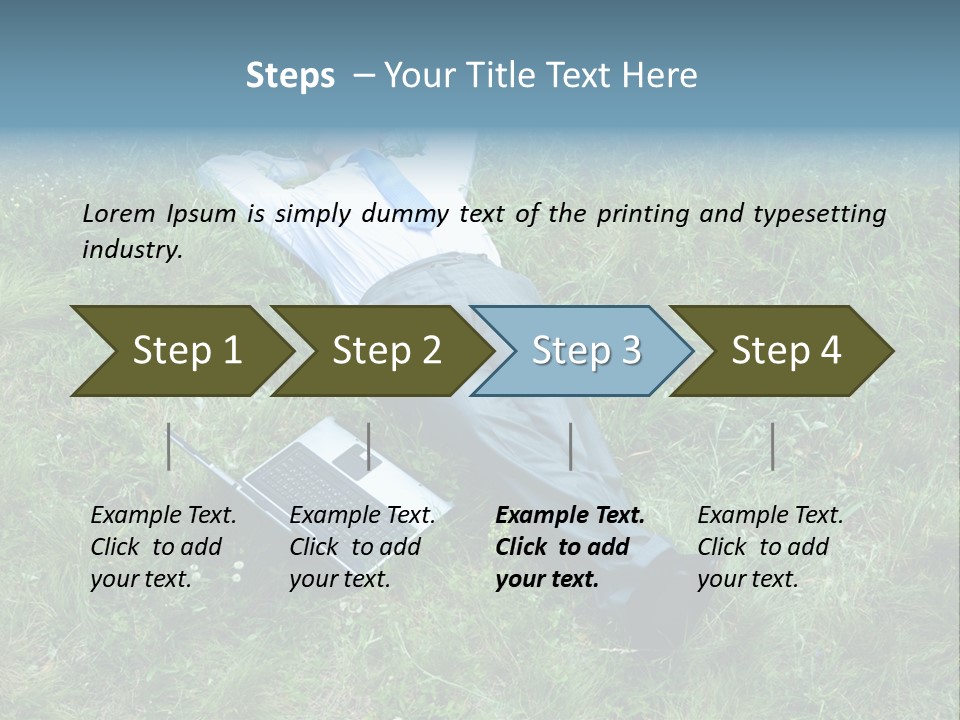 Image Of Businessman Relaxing On The Grass With Laptop Near By PowerPoint Template