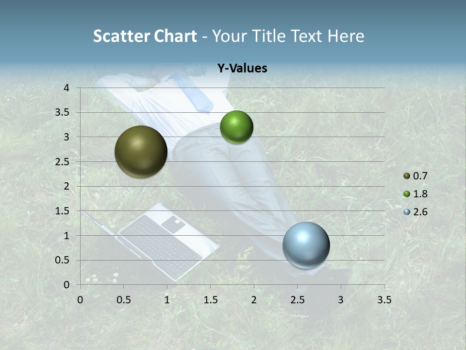 Image Of Businessman Relaxing On The Grass With Laptop Near By PowerPoint Template
