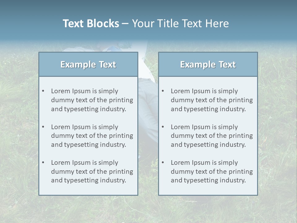 Image Of Businessman Relaxing On The Grass With Laptop Near By PowerPoint Template