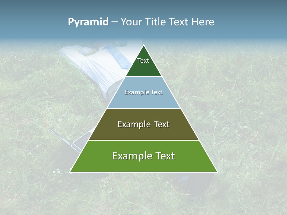 Image Of Businessman Relaxing On The Grass With Laptop Near By PowerPoint Template