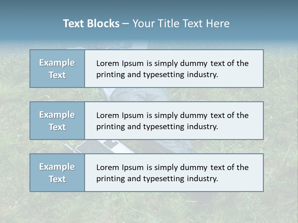 Image Of Businessman Relaxing On The Grass With Laptop Near By PowerPoint Template
