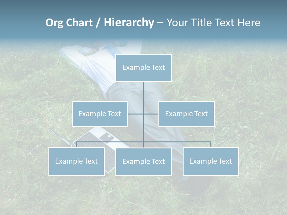 Image Of Businessman Relaxing On The Grass With Laptop Near By PowerPoint Template