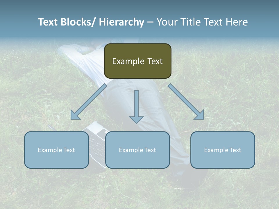 Image Of Businessman Relaxing On The Grass With Laptop Near By PowerPoint Template