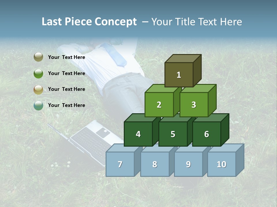 Image Of Businessman Relaxing On The Grass With Laptop Near By PowerPoint Template