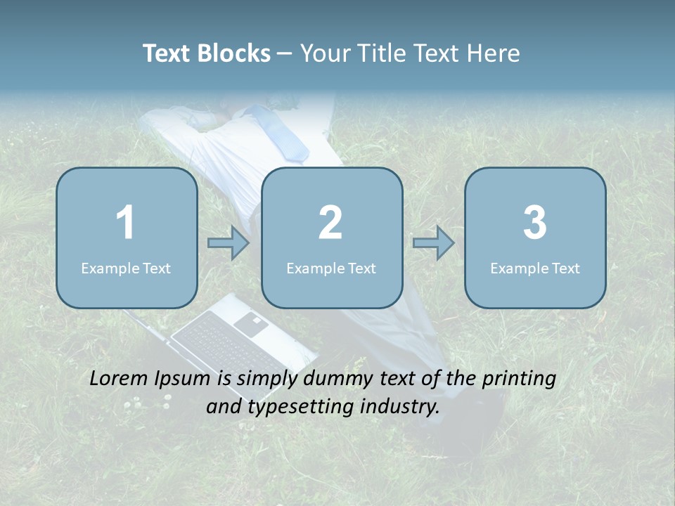 Image Of Businessman Relaxing On The Grass With Laptop Near By PowerPoint Template