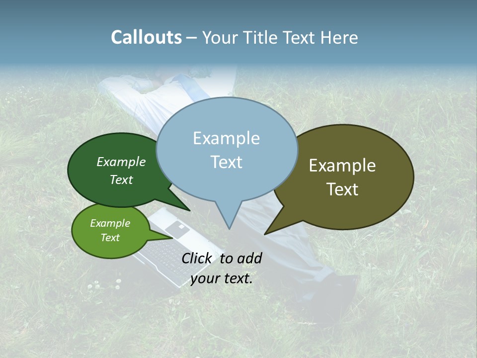 Image Of Businessman Relaxing On The Grass With Laptop Near By PowerPoint Template