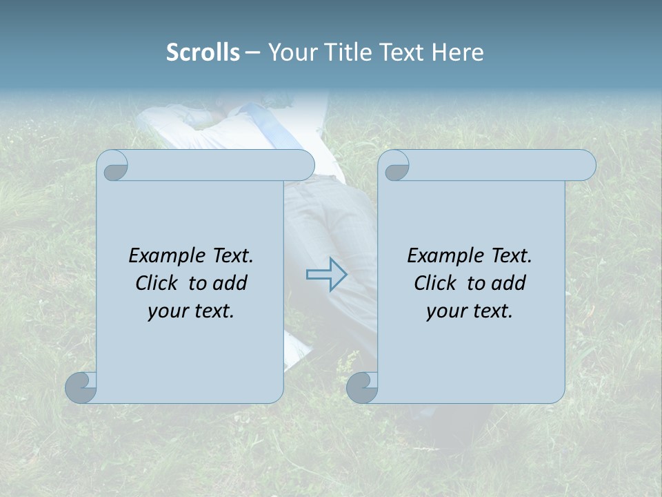 Image Of Businessman Relaxing On The Grass With Laptop Near By PowerPoint Template