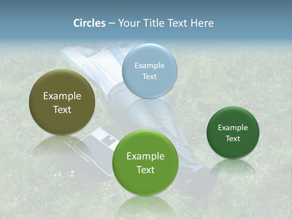 Image Of Businessman Relaxing On The Grass With Laptop Near By PowerPoint Template