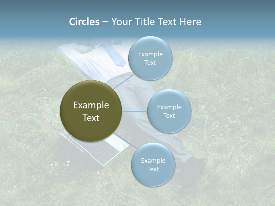 Image Of Businessman Relaxing On The Grass With Laptop Near By PowerPoint Template