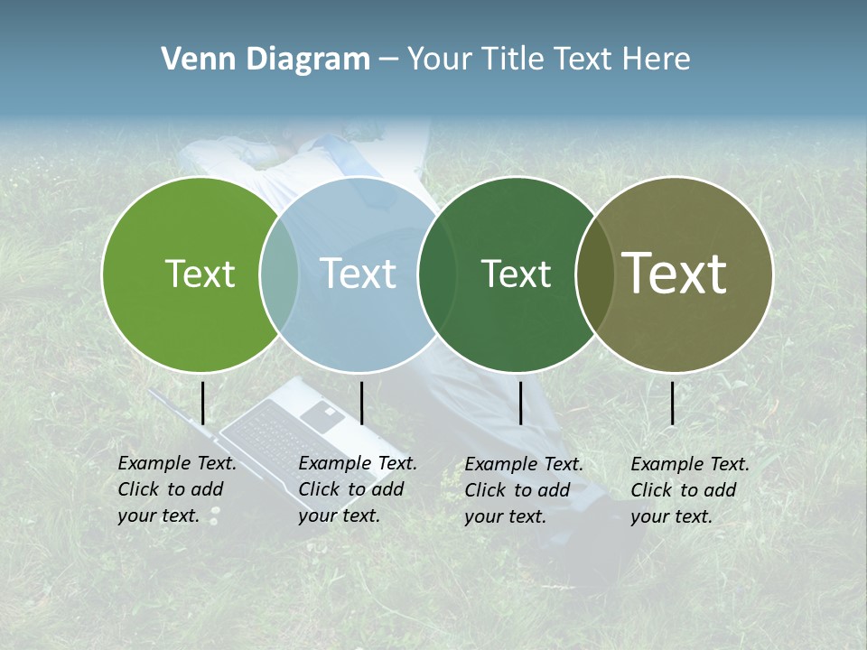 Image Of Businessman Relaxing On The Grass With Laptop Near By PowerPoint Template