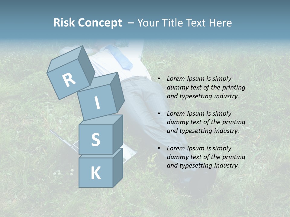 Image Of Businessman Relaxing On The Grass With Laptop Near By PowerPoint Template