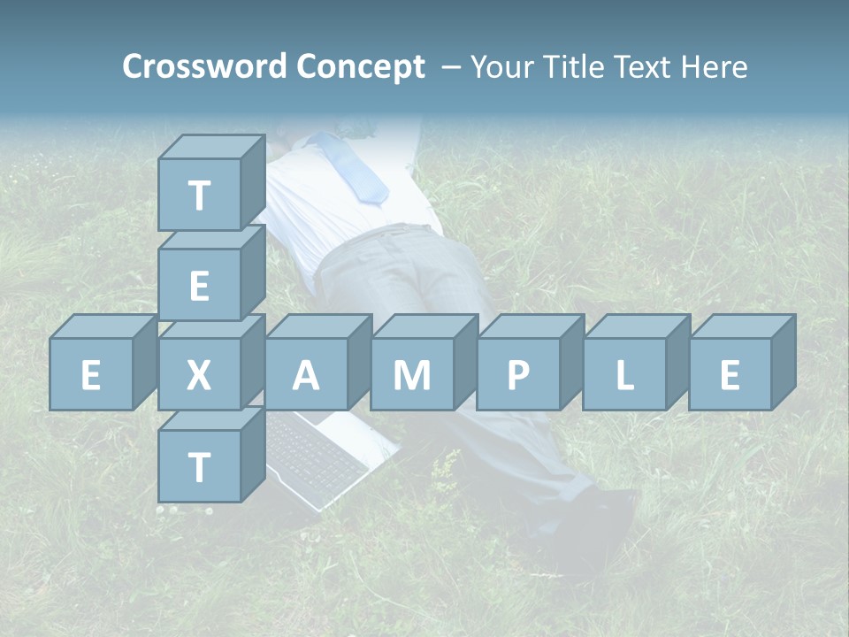 Image Of Businessman Relaxing On The Grass With Laptop Near By PowerPoint Template