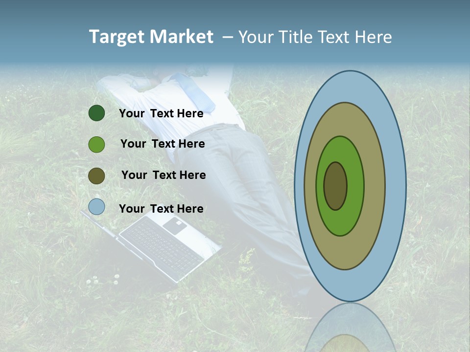 Image Of Businessman Relaxing On The Grass With Laptop Near By PowerPoint Template