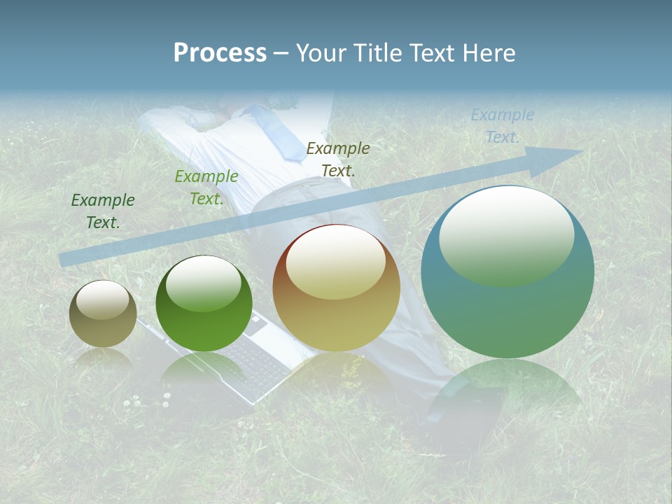 Image Of Businessman Relaxing On The Grass With Laptop Near By PowerPoint Template