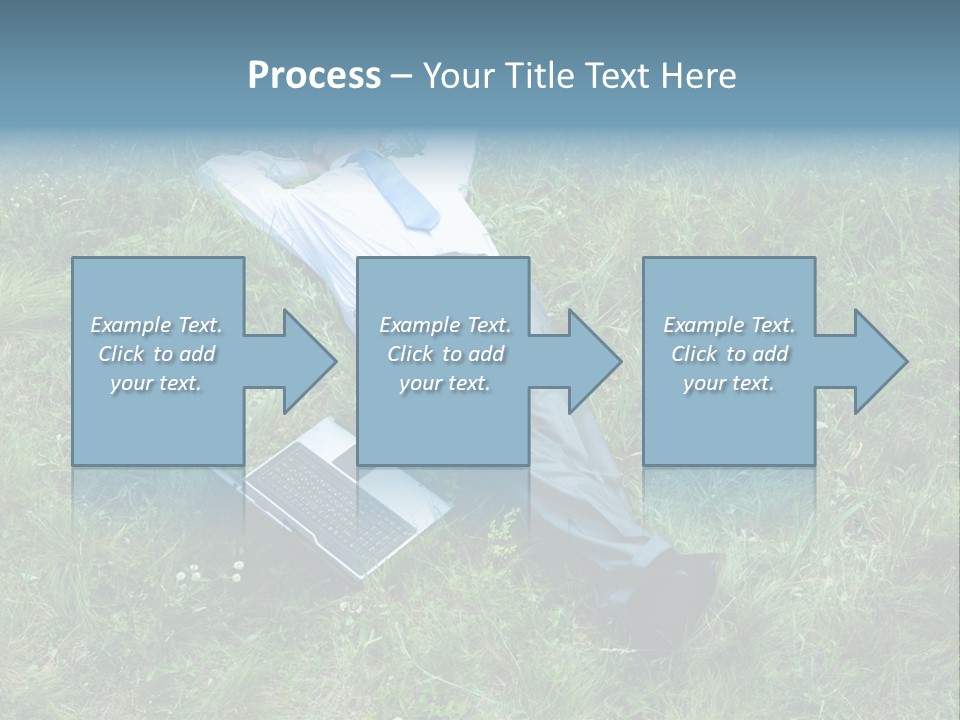 Image Of Businessman Relaxing On The Grass With Laptop Near By PowerPoint Template