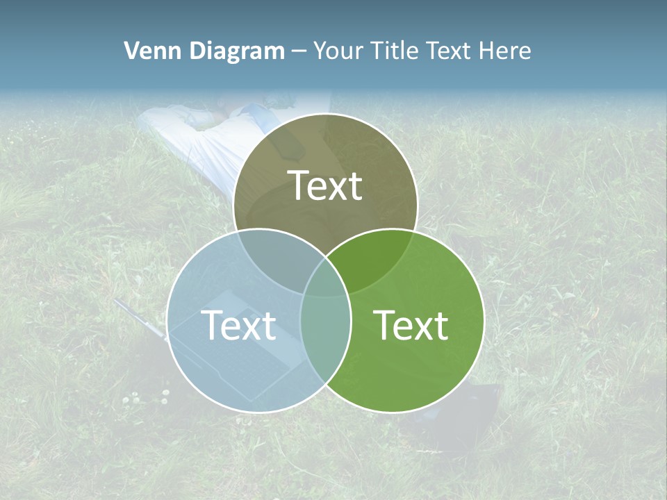 Image Of Businessman Relaxing On The Grass With Laptop Near By PowerPoint Template