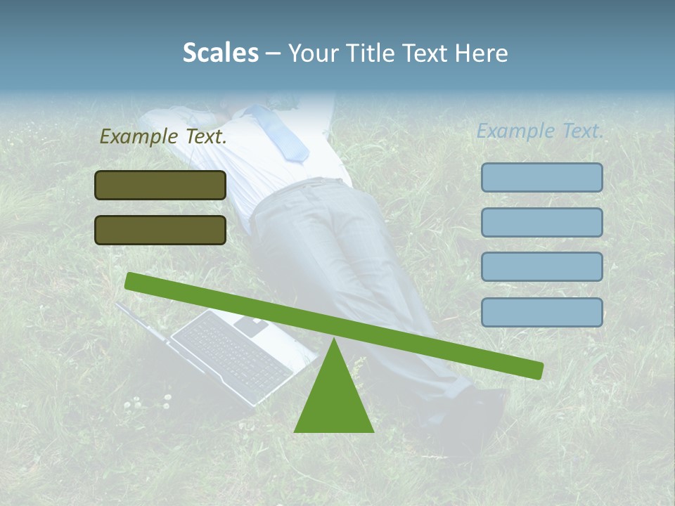 Image Of Businessman Relaxing On The Grass With Laptop Near By PowerPoint Template