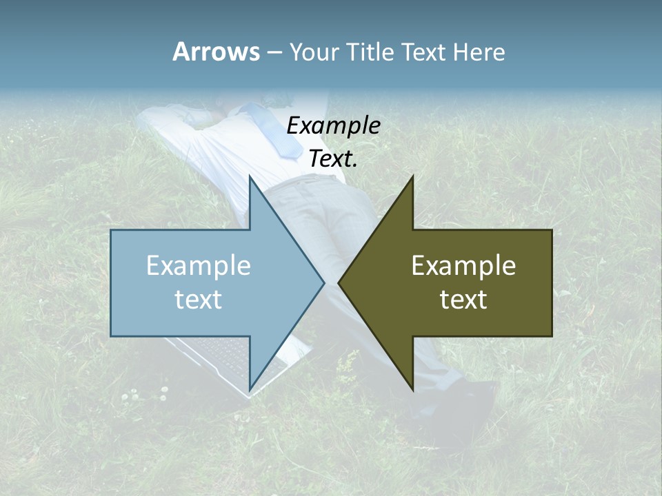 Image Of Businessman Relaxing On The Grass With Laptop Near By PowerPoint Template