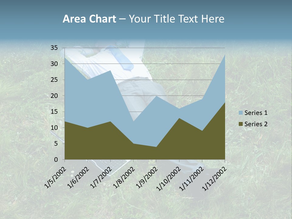 Image Of Businessman Relaxing On The Grass With Laptop Near By PowerPoint Template