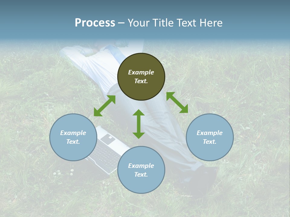Image Of Businessman Relaxing On The Grass With Laptop Near By PowerPoint Template