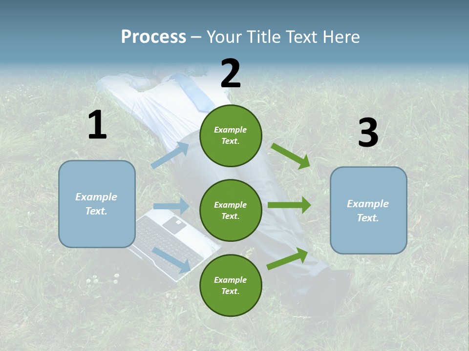 Image Of Businessman Relaxing On The Grass With Laptop Near By PowerPoint Template