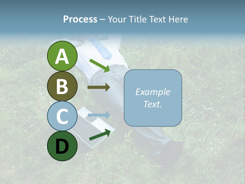 Image Of Businessman Relaxing On The Grass With Laptop Near By PowerPoint Template