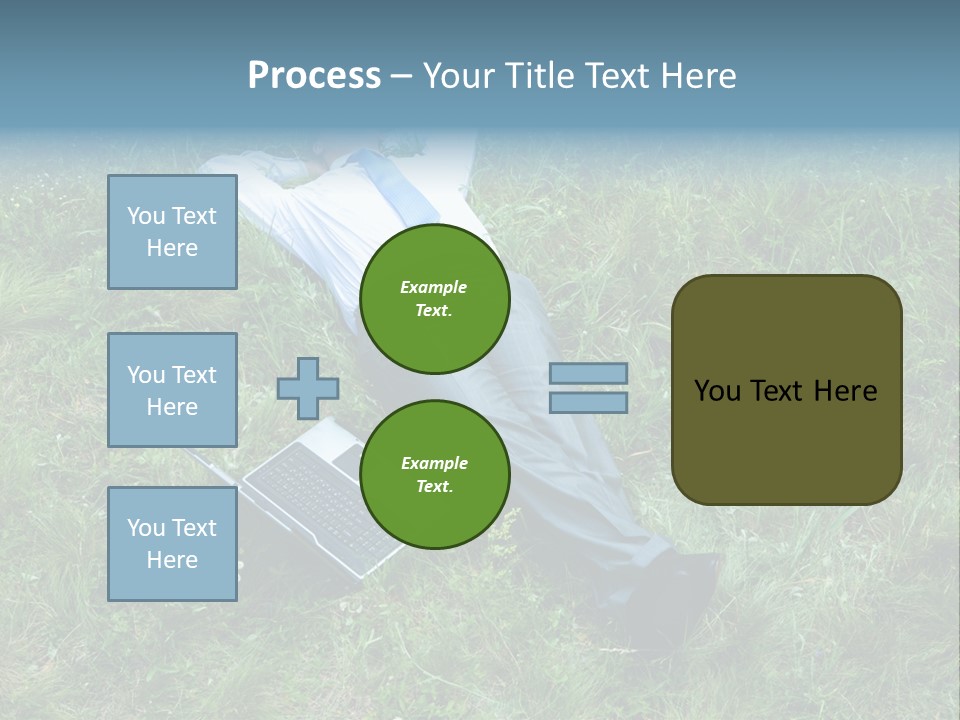 Image Of Businessman Relaxing On The Grass With Laptop Near By PowerPoint Template