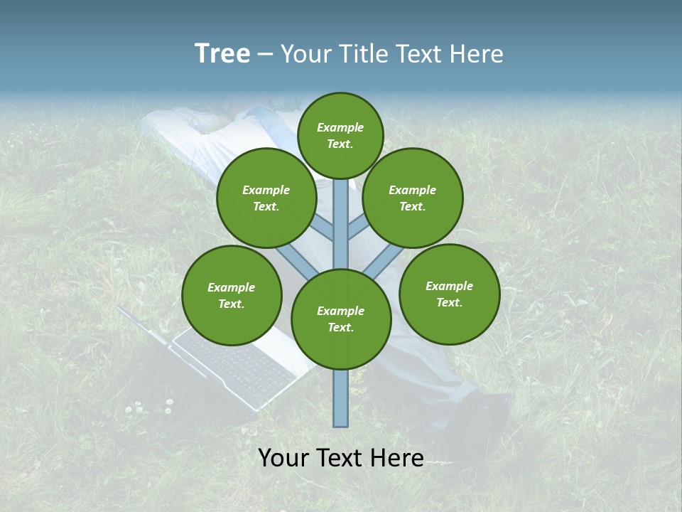 Image Of Businessman Relaxing On The Grass With Laptop Near By PowerPoint Template