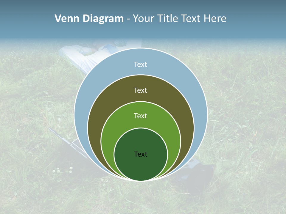 Image Of Businessman Relaxing On The Grass With Laptop Near By PowerPoint Template