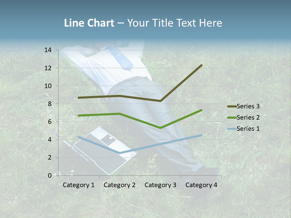 Image Of Businessman Relaxing On The Grass With Laptop Near By PowerPoint Template
