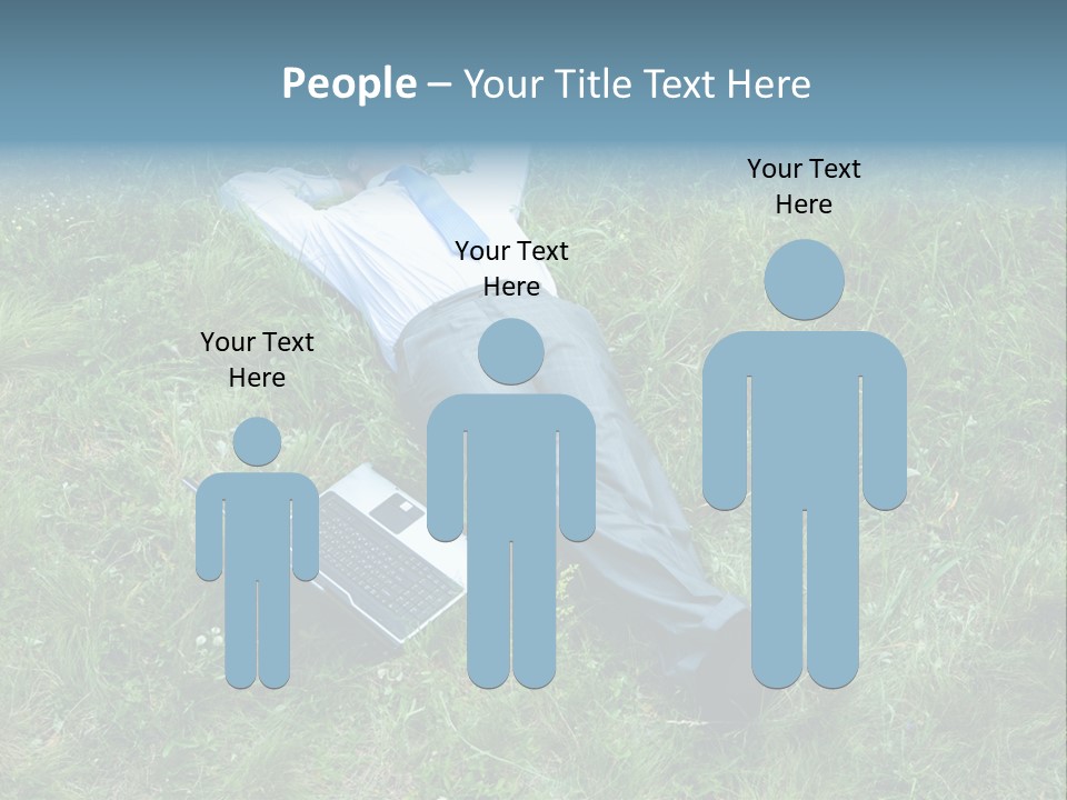 Image Of Businessman Relaxing On The Grass With Laptop Near By PowerPoint Template