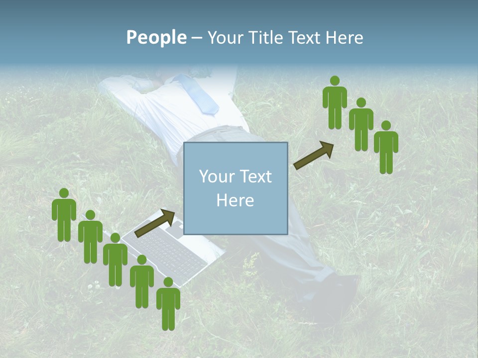 Image Of Businessman Relaxing On The Grass With Laptop Near By PowerPoint Template