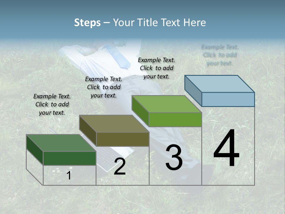 Image Of Businessman Relaxing On The Grass With Laptop Near By PowerPoint Template