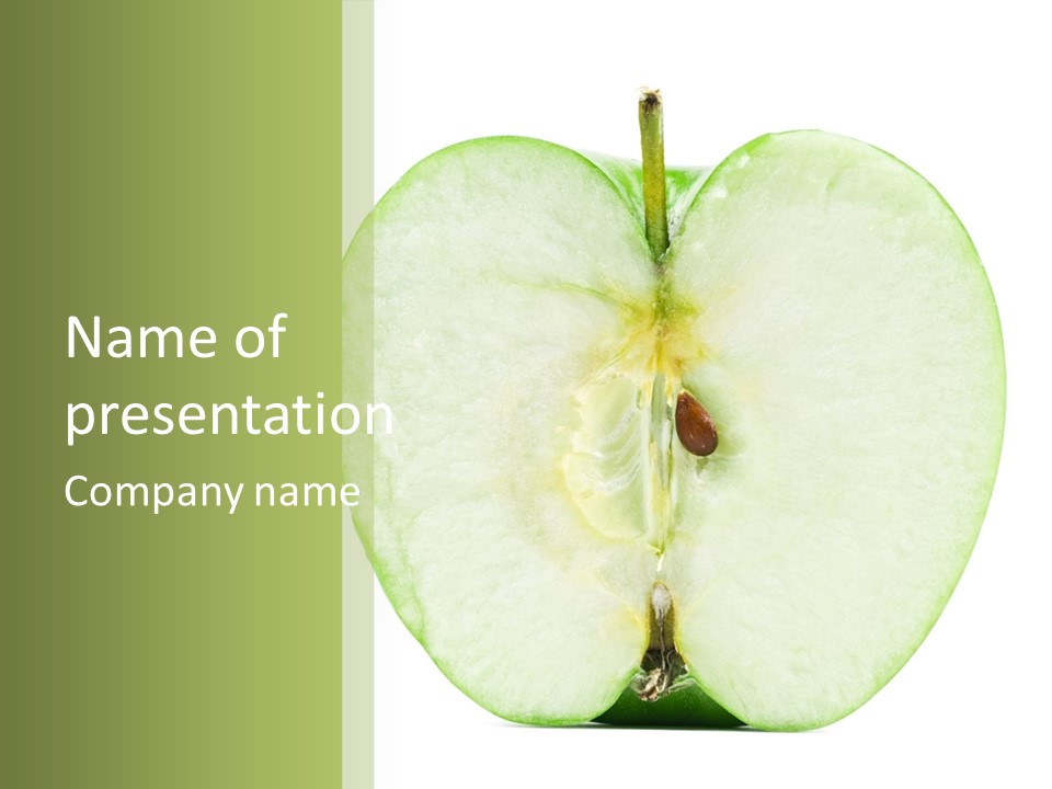 Half Apple Isolated On White Background PowerPoint Template