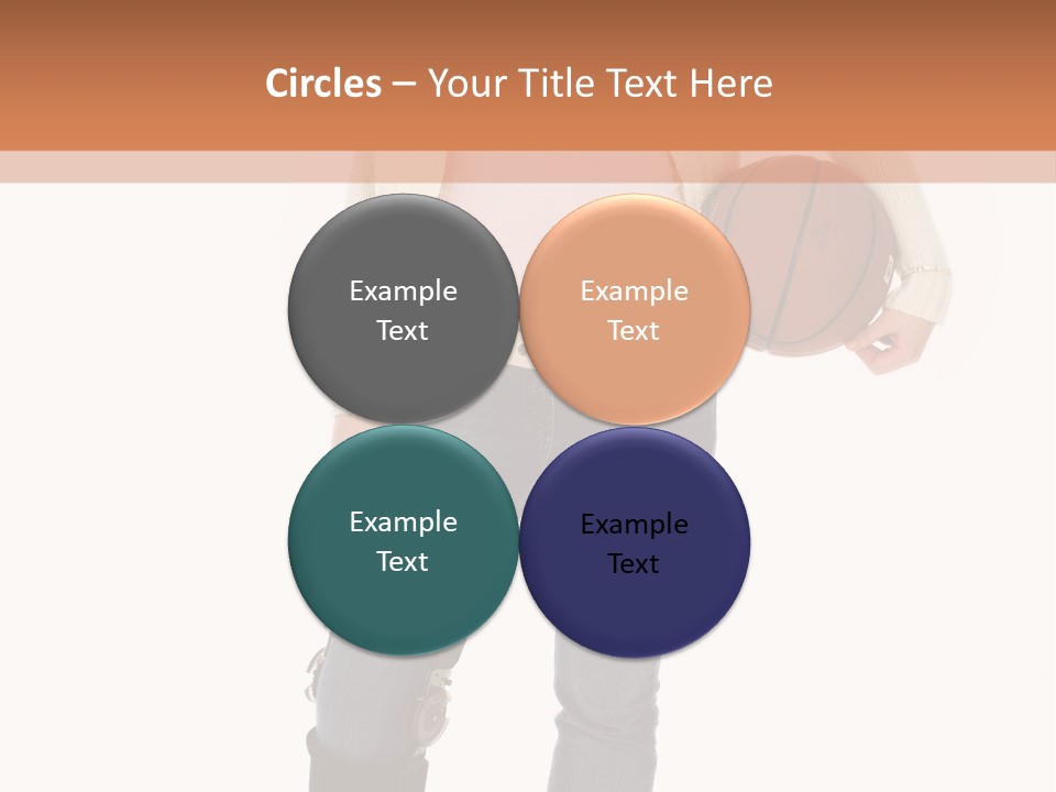 Casual Teen Girl With Basket Ball, Wearing Leg Brace. Full Body Over White With Clipping Path. PowerPoint Template