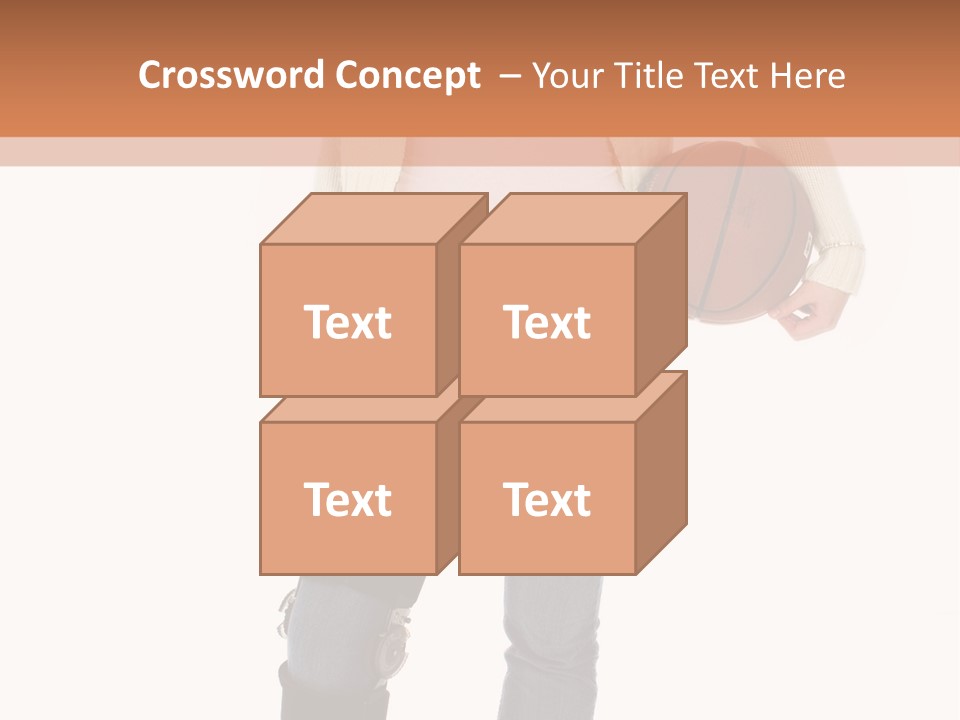 Casual Teen Girl With Basket Ball, Wearing Leg Brace. Full Body Over White With Clipping Path. PowerPoint Template