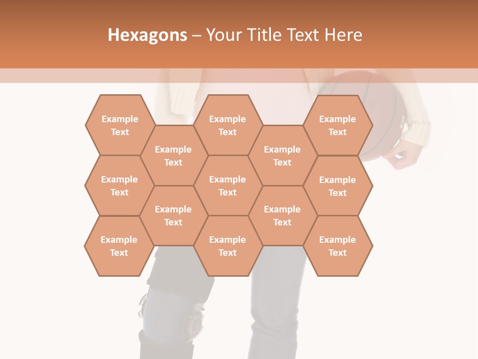 Casual Teen Girl With Basket Ball, Wearing Leg Brace. Full Body Over White With Clipping Path. PowerPoint Template