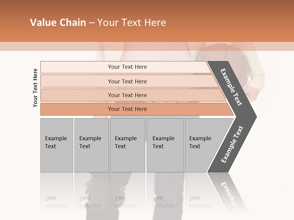 Casual Teen Girl With Basket Ball, Wearing Leg Brace. Full Body Over White With Clipping Path. PowerPoint Template