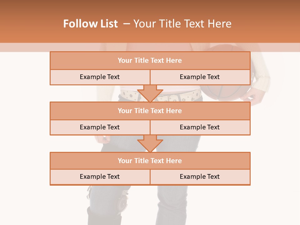 Casual Teen Girl With Basket Ball, Wearing Leg Brace. Full Body Over White With Clipping Path. PowerPoint Template